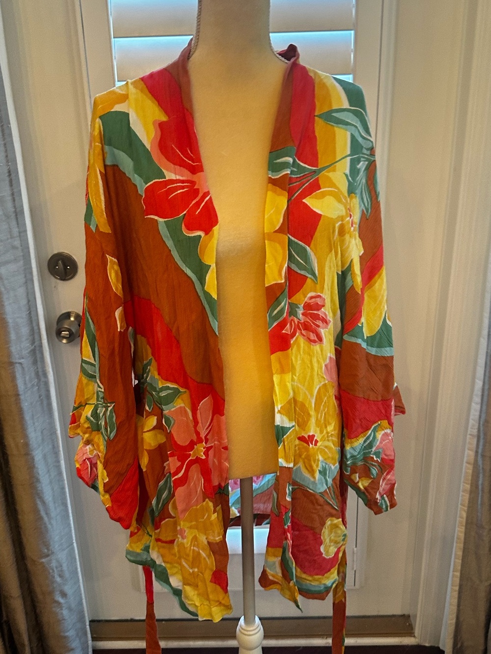 Billabong Loveland Retro Floral open front lightweight Kimono cover-up M-L NWT - Picture 2 of 3